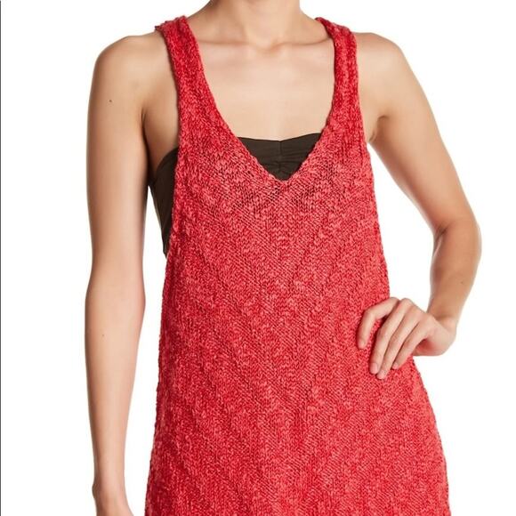 Free People Women's Chevron Sweater Tank Top Red Size S Casual Boho NWT - Picture 1 of 8